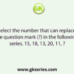 Select the number that can replace the question mark (?) in the following series. 15, 18, 13, 20, 11, ?