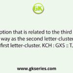 Select the option that is related to the third letter-cluster in the same way as the second letter-cluster is related to the first letter-cluster. KCH : GXS :: TJD : ?