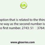 Select the option that is related to the third number in the same way as the second number is related to first number. 2743: 51 ∷3764: ?