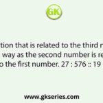 Select the option that is related to the third number in the same way as the second number is related to the first number. 27 : 576 :: 19 : ?