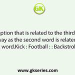 Select the option that is related to the third word in the same way as the second word is related to the first word.Kick : Football : : Backstroke : ?