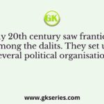 The early 20th century saw frantic activity among the dalits. They set up several political organisations