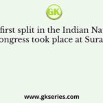 The first split in the Indian National Congress took place at Surat in