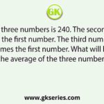 The total of three numbers is 240. The second number is four times the first number. The third number is three times the first number. What will be the average of the three numbers?