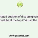 Two rotated position of dice are given which number will be at the top if ‘ 4’ is at the bottom?