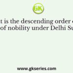 What is the descending order of the ranks of nobility under Delhi Sultanate