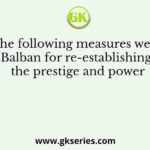 Which of the following measures were taken by Balban for re-establishing the prestige and power