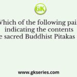 Which of the following pairs indicating the contents of the sacred Buddhist Pitakas is not