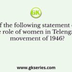 Which of the following statement describes the role of women in Telengana movement of 1946?