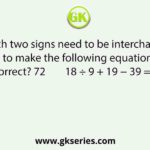 Which two signs need to be interchanged to make the following equation correct? 72        18 ÷ 9 + 19 − 39 = 16