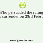 Who persuaded the ratings of RIN to surrender on 23rd February 1946?