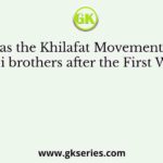 Why was the Khilafat Movement started by the Ali brothers after the First World War