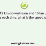 A man swims 12 km downstream and 10 km upstream. If he takes 2 hours each time, what is the speed of the stream?