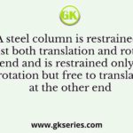 A steel column is restrained against both translation and rotation at one end and is restrained only against rotation but free to translate at the other end