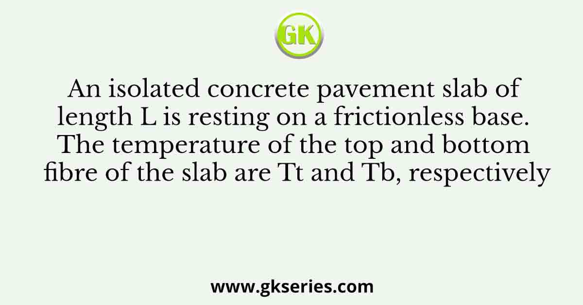 An isolated concrete pavement slab of length L is resting on a frictionless base. The temperature of the top and bottom fibre of the slab are Tt and Tb, respectively