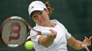 Belgian tennis player Justine Henin receives the Philippe Chatrier Award