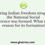 During Indian freedom struggle, the National Social Conference was formed. What was the reason for its formation?
