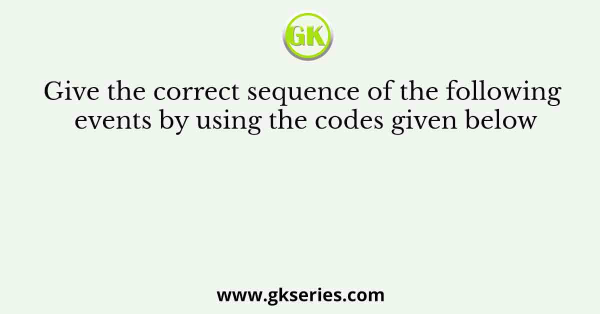 Give the correct sequence of the following events by using the codes given below