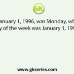If January 1, 1996, was Monday, what day of the week was January 1, 1997?