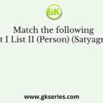 Match the following List I List II (Person) (Satyagraha)