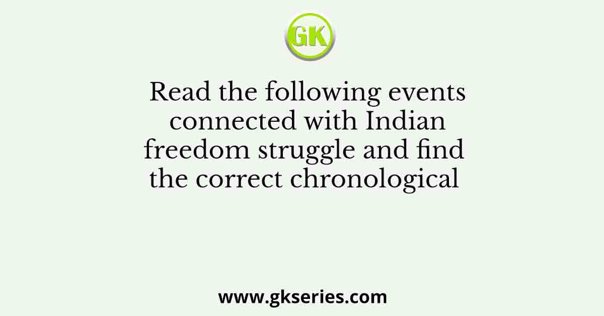 Read the following events connected with Indian freedom struggle and find the correct chronological