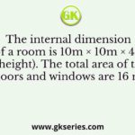 The internal dimension of a room is 10m × 10m × 4m (height). The total area of the doors and windows are 16 m2