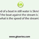 The speed of a boat in still water is 5km/hr. If the speed of the boat against the stream is 3 km/hr, what is the speed of the stream?