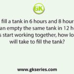 Two pipes can fill a tank in 6 hours and 8 hours respectively. A third pipe can empty the same tank in 12 hours. If all the pipes start working together, how long it will take to fill the tank?