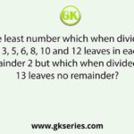 What is the least number which when divided by the numbers 3, 5, 6, 8, 10 and 12 leaves in each case a remainder 2 but which when divided by 13 leaves no remainder?