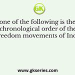 Which one of the following is the correct chronological order of the freedom movements of India
