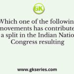 Which one of the following movements has contributed to a split in the Indian National Congress resulting