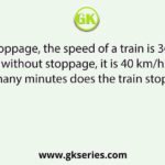 With stoppage, the speed of a train is 36 km/hr. However without stoppage, it is 40 km/hr. Find out for how many minutes does the train stop per hour?