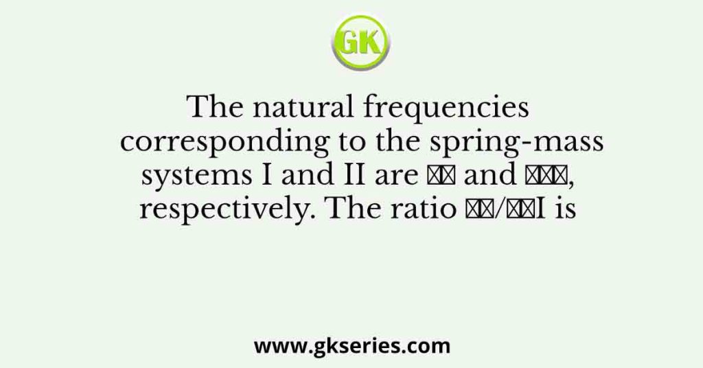 The natural frequencies corresponding to the spring-mass systems I and II are ππΌ and ππΌπΌ, respectively. The ratio ππΌ/ππΌI is