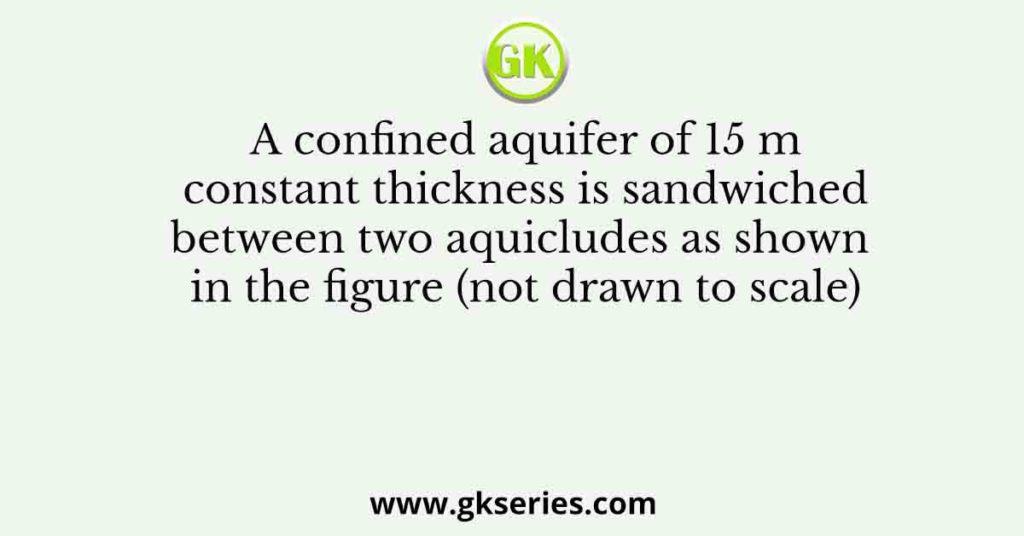 A confined aquifer of 15 m constant thickness is sandwiched between two aquicludes as shown in the figure (not drawn to scale)