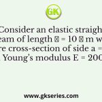 Consider an elastic straight beam of length 𝐿 = 10 𝜋 m with square cross-section of side a = 5 mm and Young’s modulus E = 200 GPa