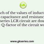 If each of the values of inductance, capacitance and resistance of a series LCR circuit are doubled, the Q-factor of the circuit would