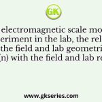 In an electromagnetic scale modeling experiment in the lab, the relation between the field and lab geometrical scaling factor (n) with the field and lab resistivity