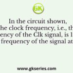 In the circuit shown, the clock frequency, i.e., the frequency of the Clk signal, is 12 kHz. The frequency of the signal at Q2 is