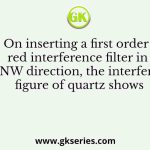 On inserting a first order red interference filter in SE-NW direction, the interference figure of quartz shows