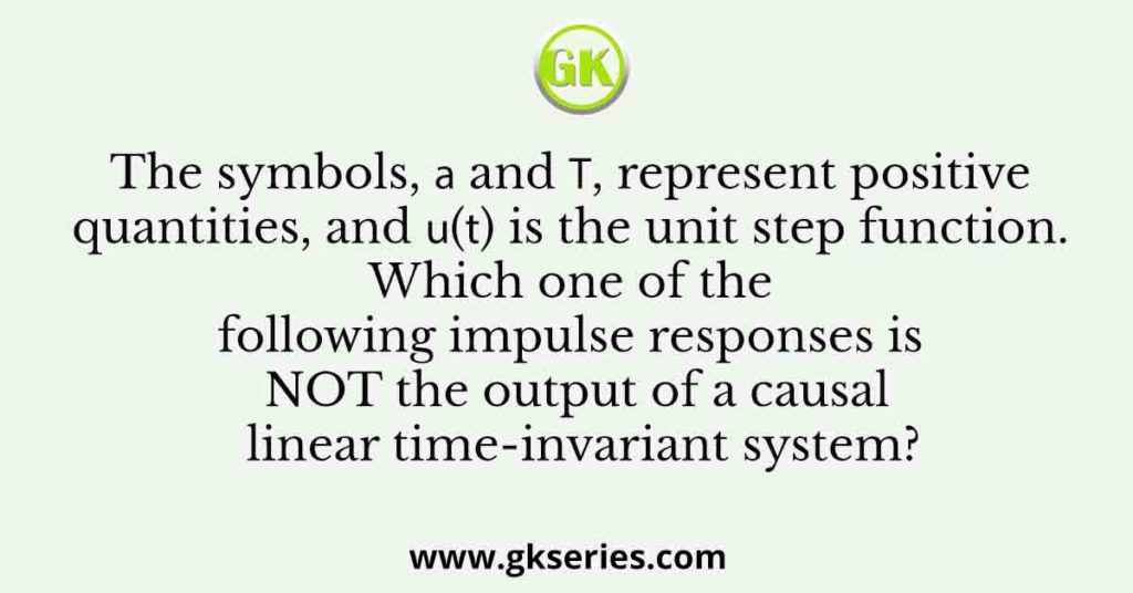 The symbols, 𝑎 and 𝑇, represent positive quantities, and 𝑢(𝑡) is the unit step