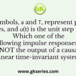 The symbols, 𝑎 and 𝑇, represent positive quantities, and 𝑢(𝑡) is the unit step