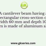 A cantilever beam having a rectangular cross-section of width 60 mm and depth 100 mm is made of aluminum alloy