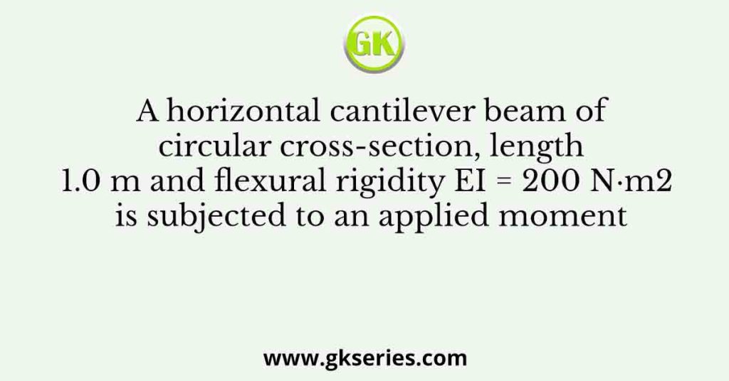 A horizontal cantilever beam of circular cross-section, length 1.0 m and flexural rigidity EI = 200 N·m2 is subjected to an applied moment