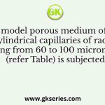 A model porous medium of 5 cylindrical capillaries of radii varying from 60 to 100 micrometers (refer Table) is subjected