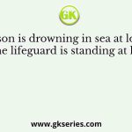 A person is drowning in sea at location R and the lifeguard is standing at location P