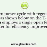 A steam power cycle with regeneration as shown below on the T-s diagram employs a single open feedwater heater for efficiency improvement