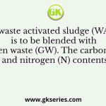 A waste activated sludge (WAS) is to be blended with green waste (GW). The carbon (C) and nitrogen (N) contents