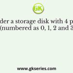Consider a storage disk with 4 platters (numbered as 0, 1, 2 and 3)
