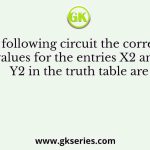 For the following circuit the correct logic values for the entries X2 and Y2 in the truth table are