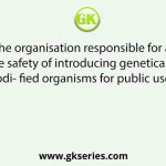 In India, the organisation responsible for assessing the safety of introducing genetically modi- fied organisms for public use is